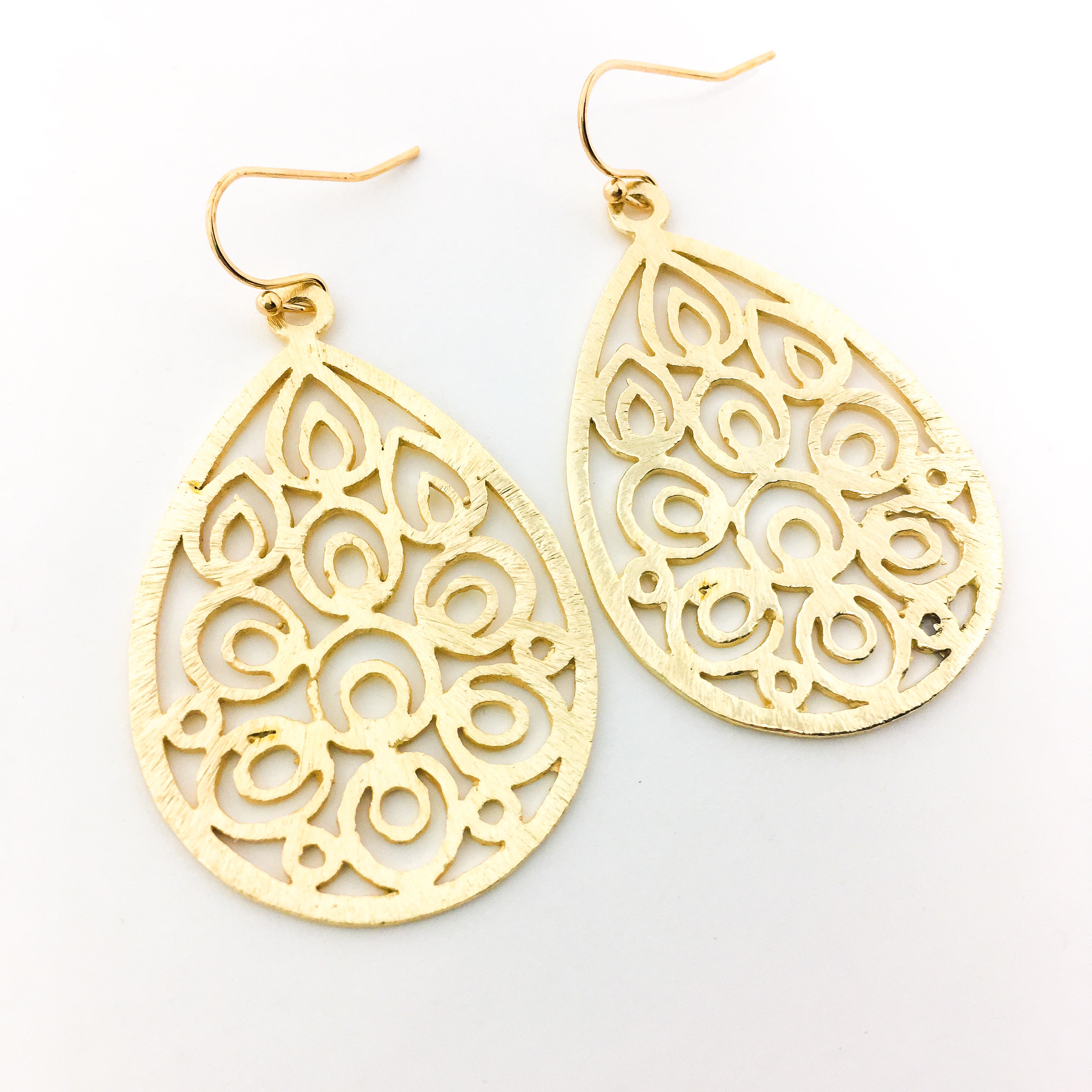 Diana Floral Drop Brushed Earrings | Gold - MTT Collective