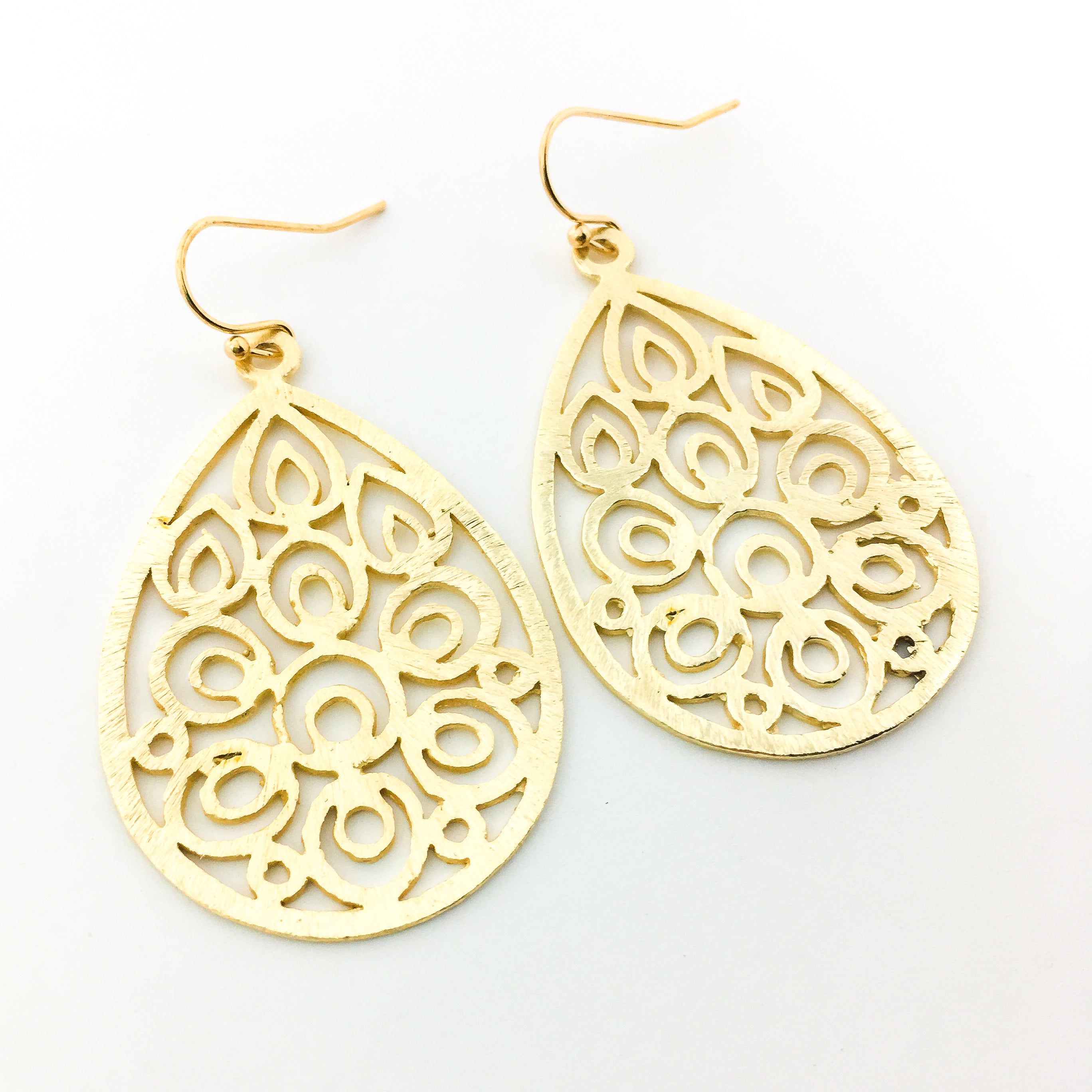 Diana Floral Drop Brushed Earrings | Gold - MTT Collective