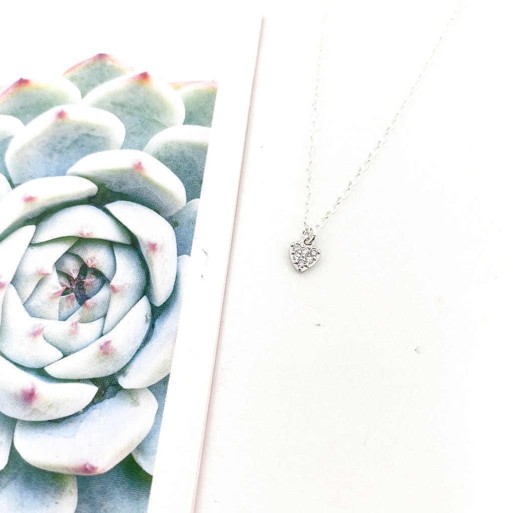 MINI RHINESTONE HEART NECKLACE | STERLING SILVER - MTT Collective