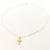 Genevieve Dainty Textured Cross Necklace | Gold - MTT Collective