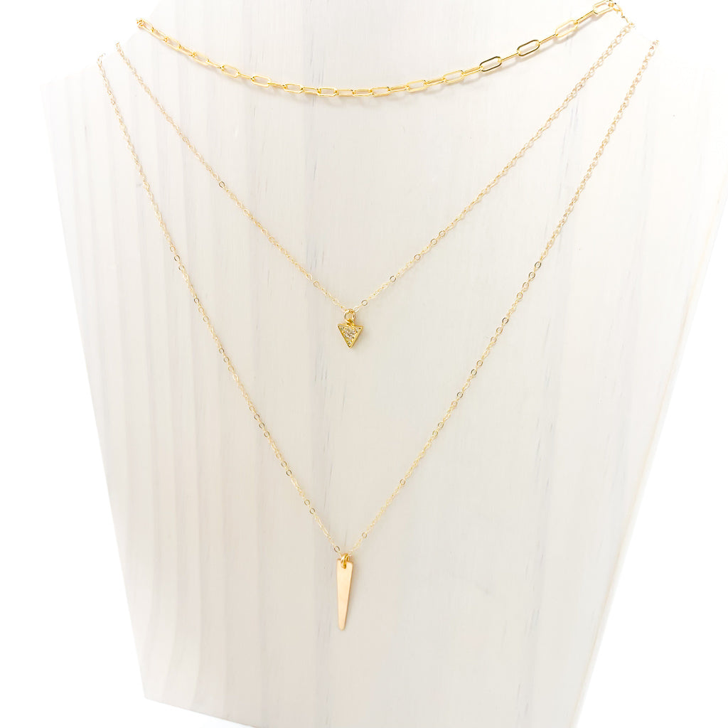 HANGING TRIANGLE NECKLACE SET | 14K GOLD-FILLED | SET OF 3 - MTT Collective