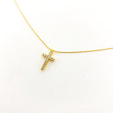 HANGING RHINESTONE CROSS NECKLACE | SMOOTH CHAIN | 14K GOLD-FILLED - MTT Collective