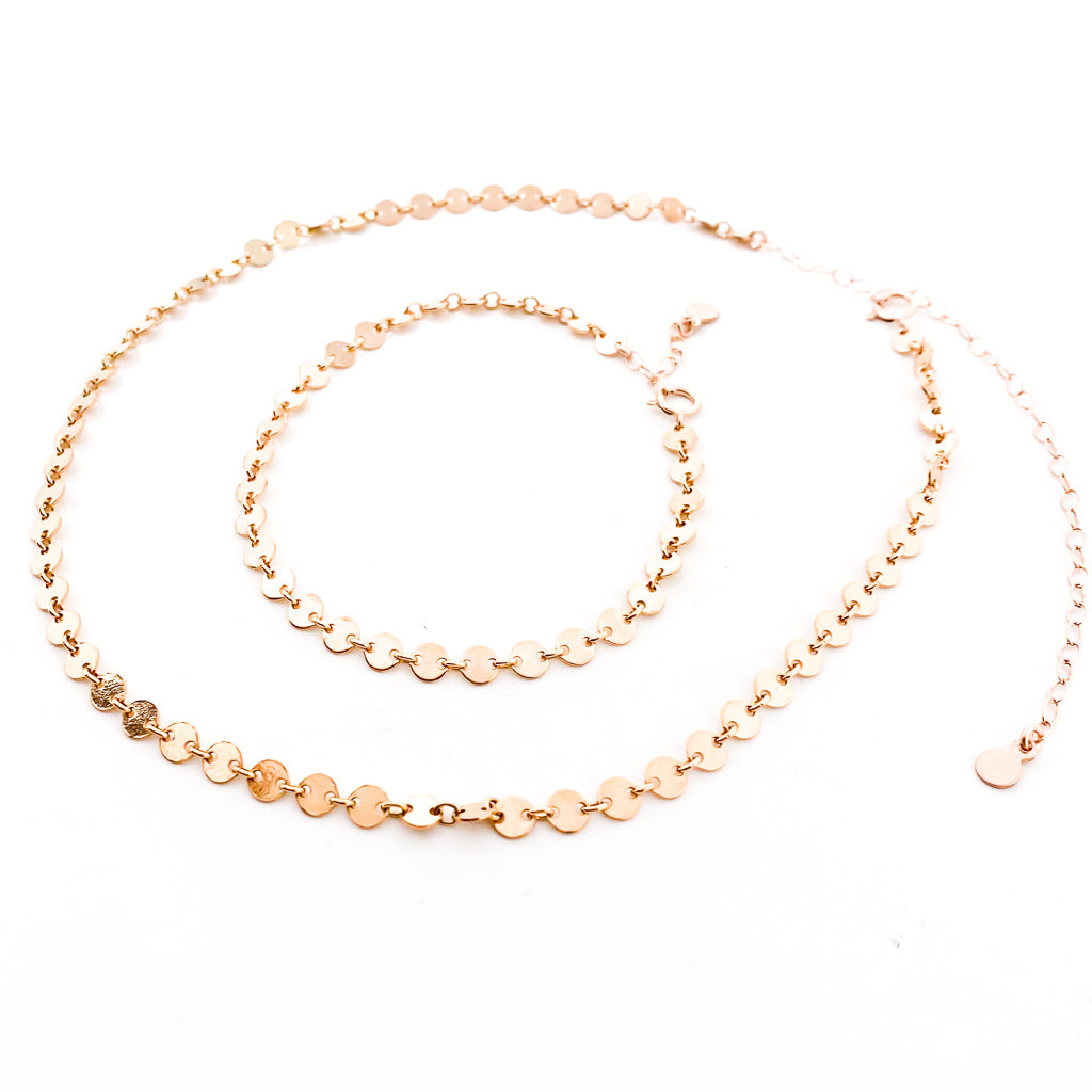 DISC CHAIN JEWELRY SET | 14K ROSE GOLD-FILLED | SET OF 2 - MTT Collective