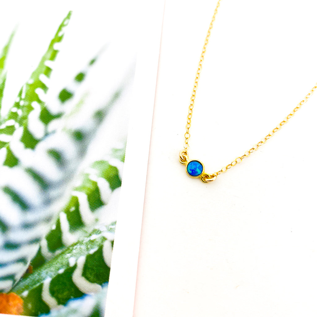 HELD BLUE LAB OPAL NECKLACE | 14K GOLD-FILLED - MTT Collective