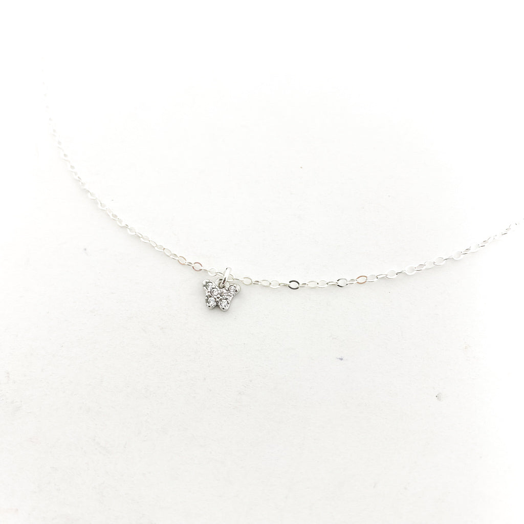 MINI RHINESTONE BUTTERFLY NECKLACE | STERLING SILVER - MTT Collective