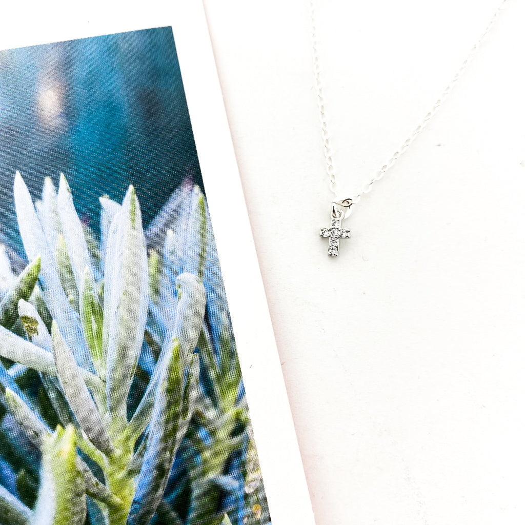 MINI RHINESTONE CROSS NECKLACE | STERLING SILVER - MTT Collective