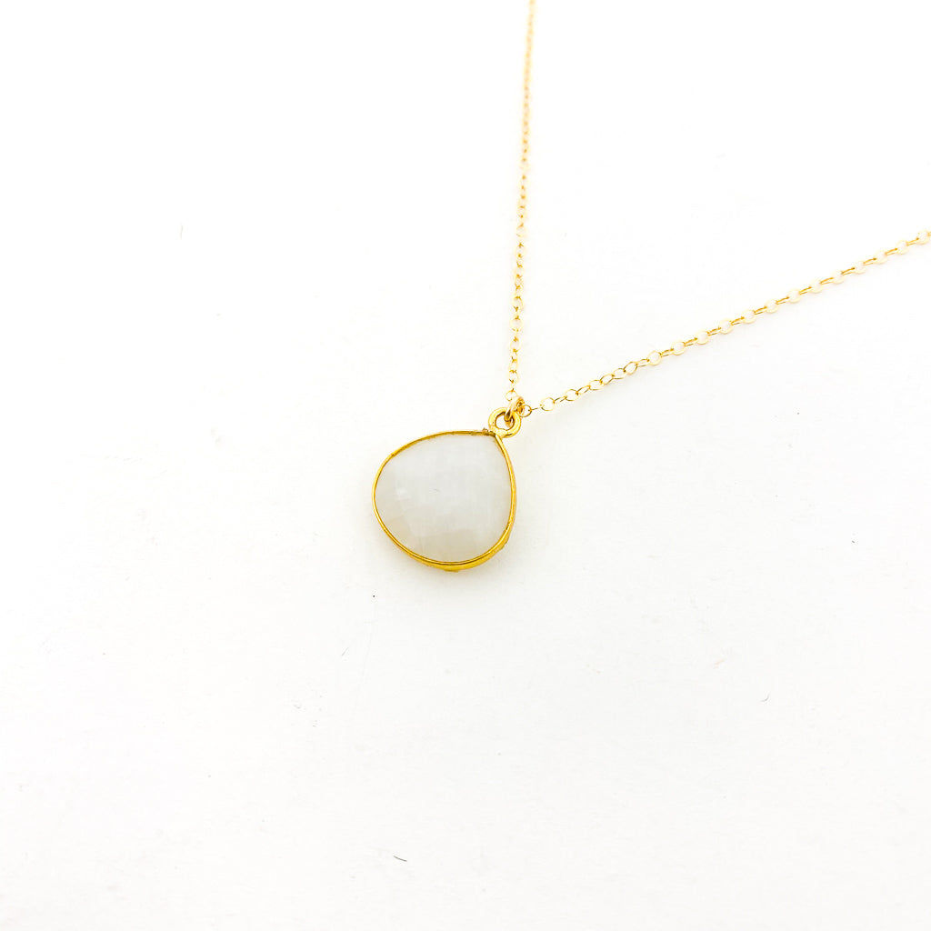 Eliana Drop Moonstone Necklace | Gold - MTT Collective