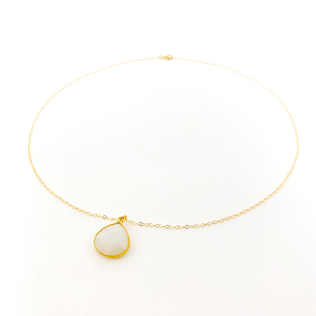 Eliana Drop Moonstone Necklace | Gold - MTT Collective