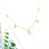 Eliza Five Hanging Rhinestone Necklace | Gold - MTT Collective