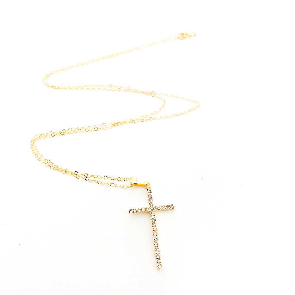 Grace Hanging Rhinestone Cross Necklace - MTT Collective