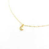 Margot Double Rhinestone Moon Necklace | Gold - MTT Collective