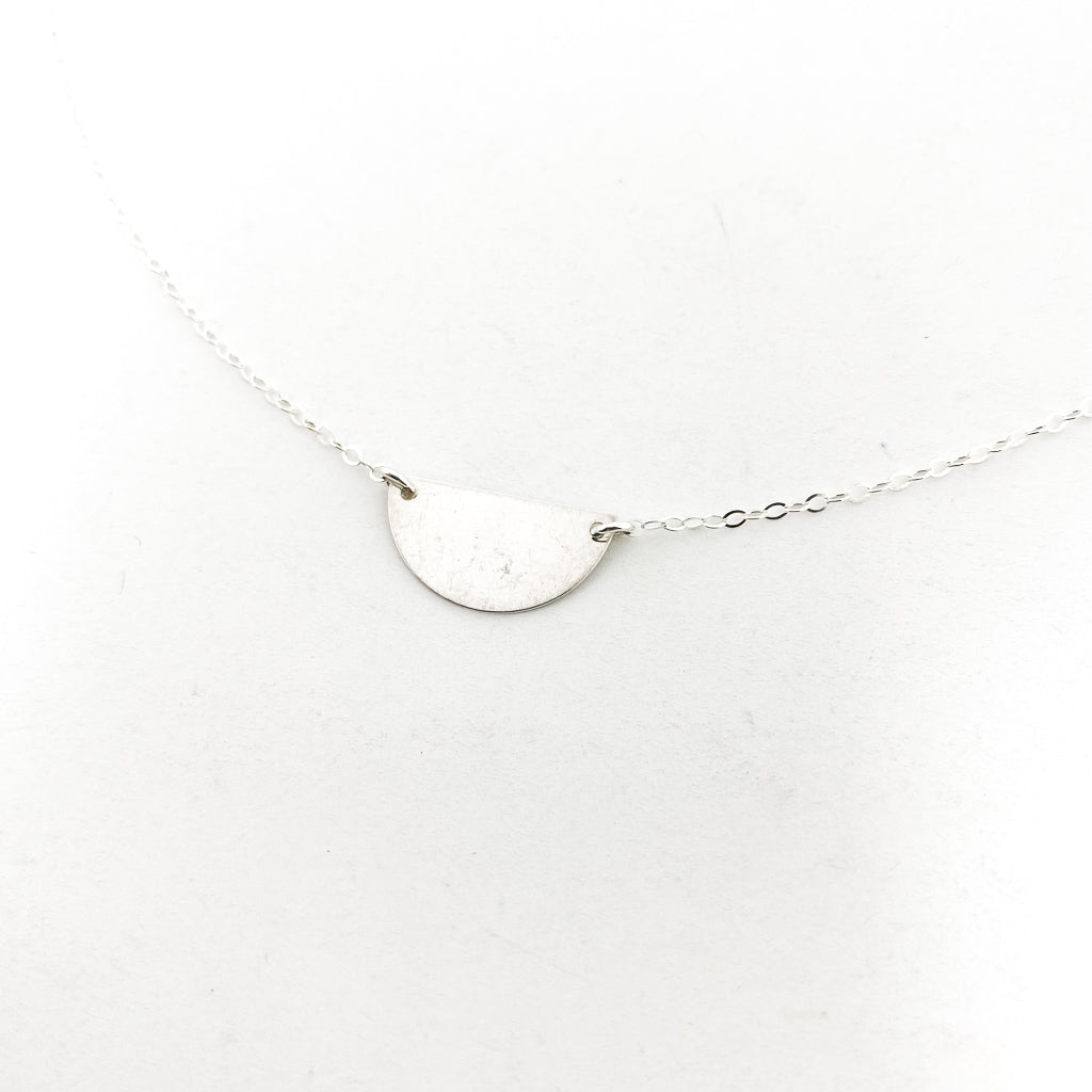 Impressions Dainty Semicircle Disc Necklace | Silver - MTT Collective