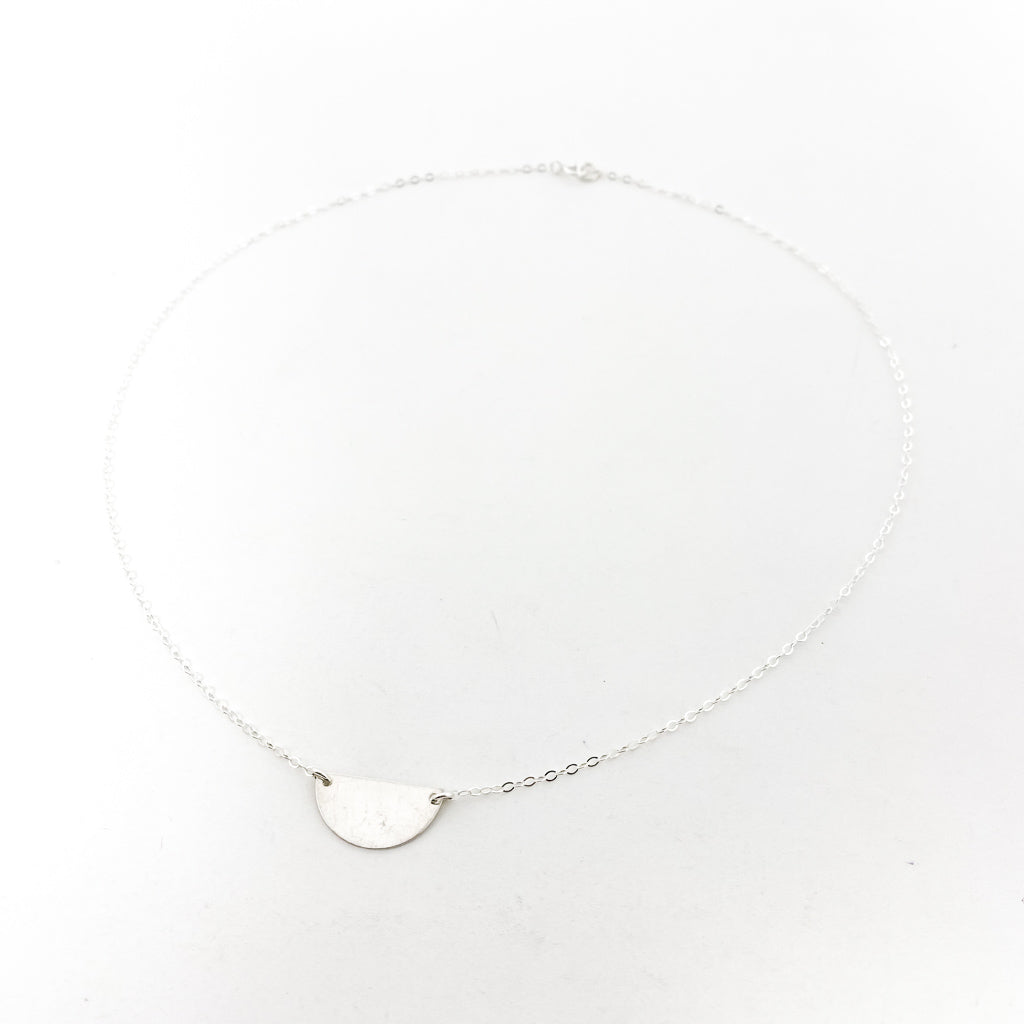 Impressions Dainty Semicircle Disc Necklace | Silver - MTT Collective
