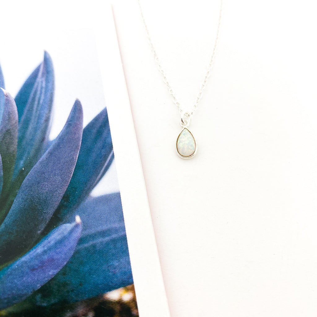 LAB OPAL TEAR DROP NECKLACE | STERLING SILVER | SIZE OPTIONS - MTT Collective