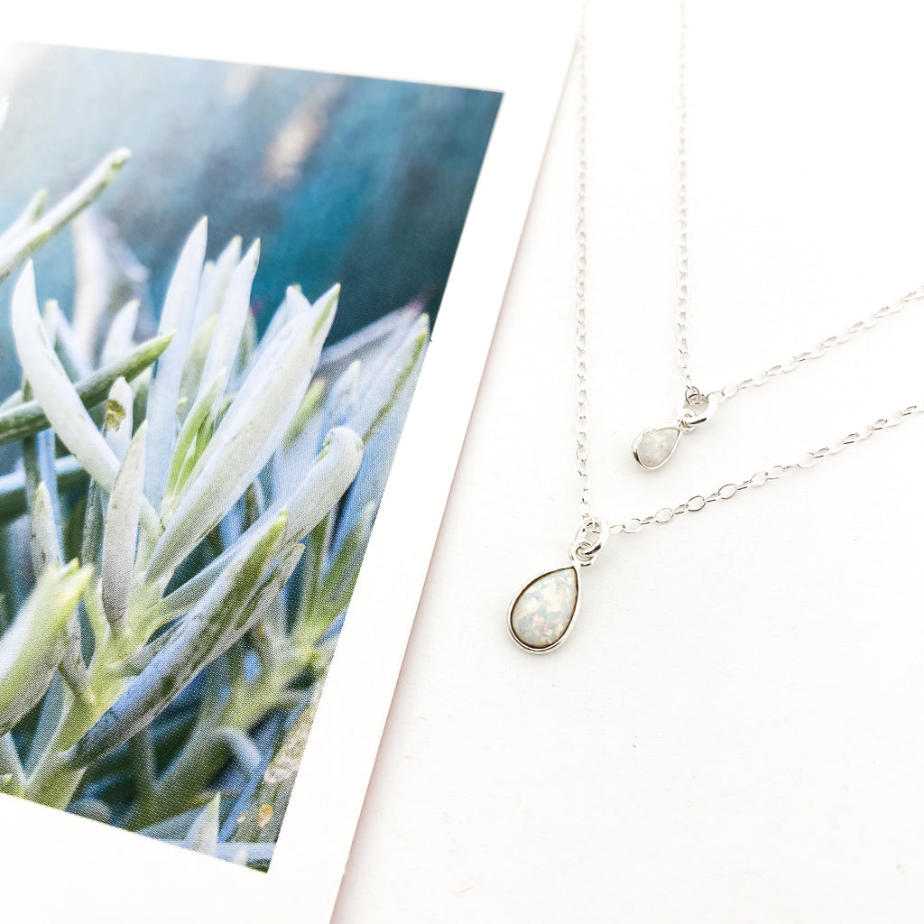 LAB OPAL TEAR DROP NECKLACE | STERLING SILVER | SIZE OPTIONS - MTT Collective