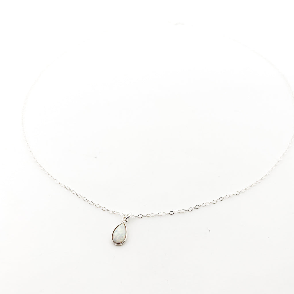LAB OPAL TEAR DROP NECKLACE | STERLING SILVER | SIZE OPTIONS - MTT Collective