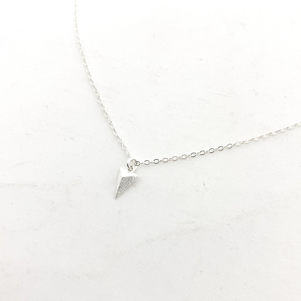 Paulina Textured Triangle Necklace | Silver - MTT Collective