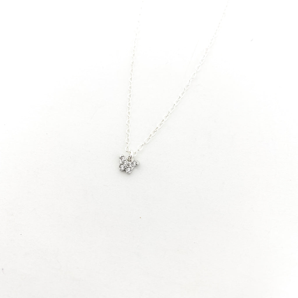 Quinn Mini Rhinestone Butterfly Necklace | Silver - MTT Collective