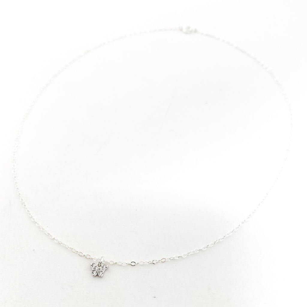 Quinn Mini Rhinestone Butterfly Necklace | Silver - MTT Collective