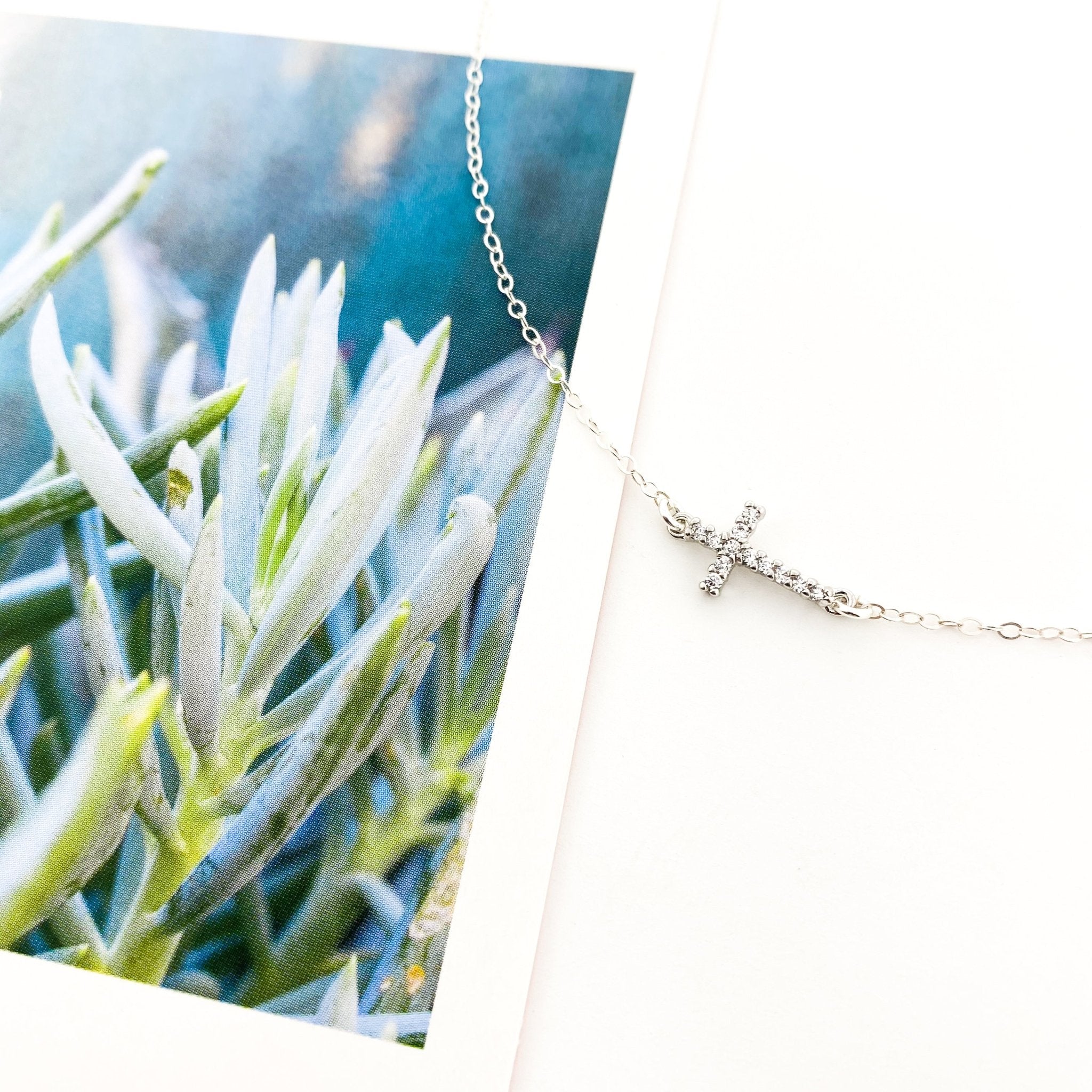 Rosalie Held Rhinestone Cross Necklace | Silver - MTT Collective