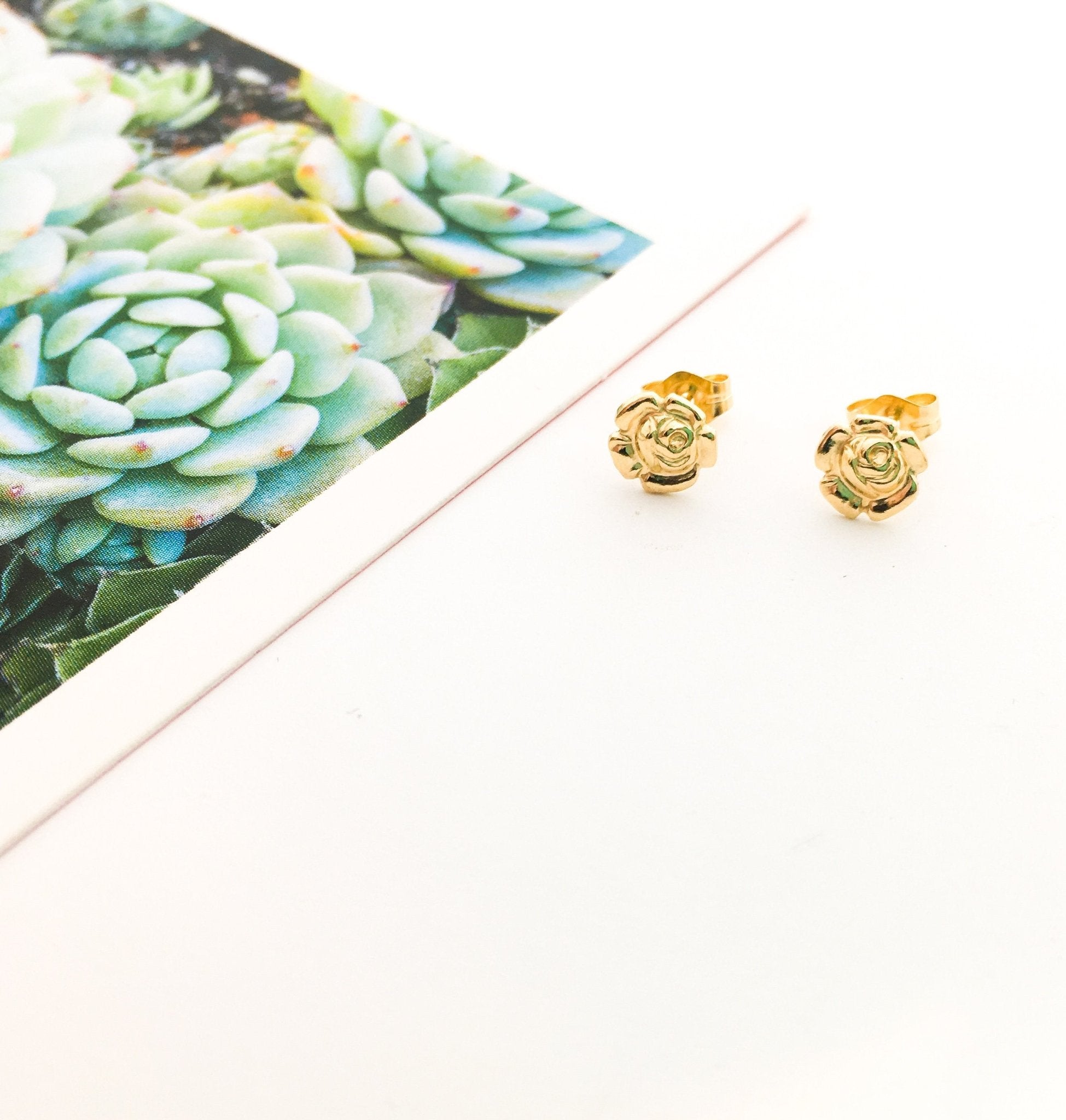 Rose Stud Earrings | Gold - MTT Collective