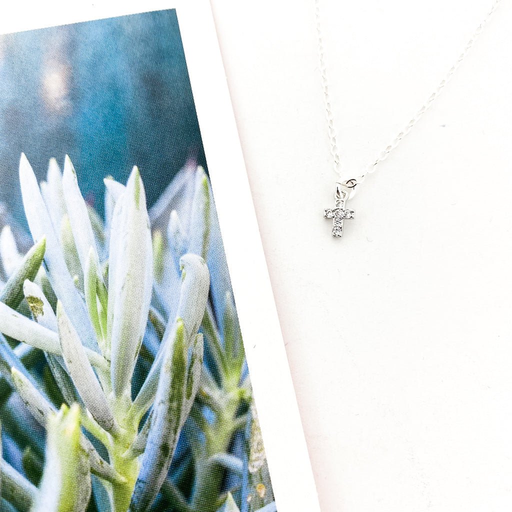 Ruth Mini Rhinestone Cross Necklace | Silver - MTT Collective