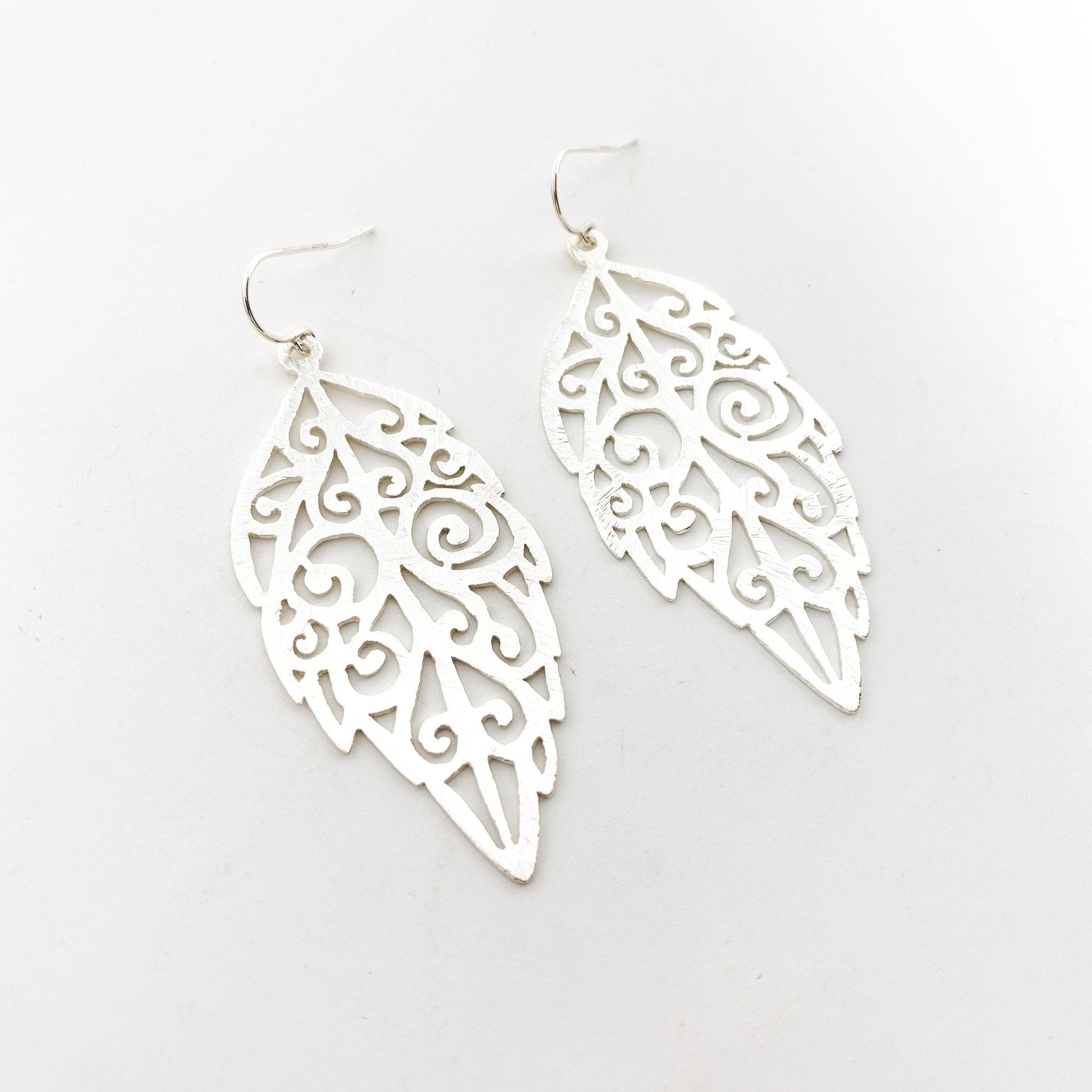 Sabrina Brushed Leaf Earrings | Silver - MTT Collective