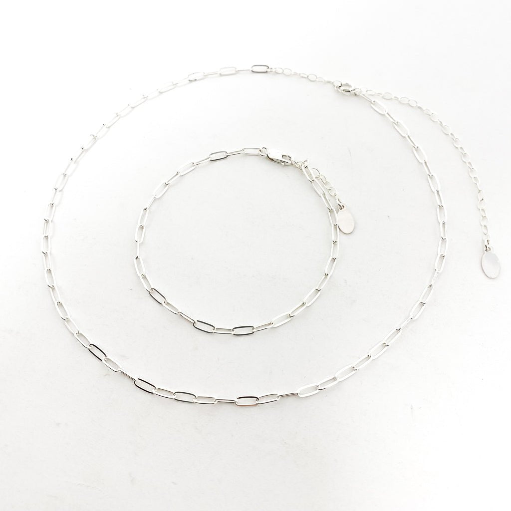 Sadie Oval Chain Jewelry Set | Silver - MTT Collective