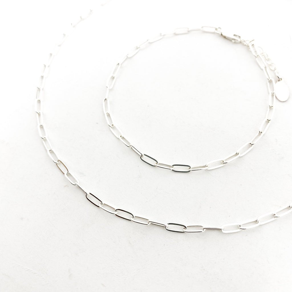 Sadie Oval Chain Jewelry Set | Silver - MTT Collective