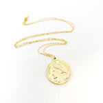 Shayla Large Double - Sided Francaise Coin Necklace | Gold - MTT Collective