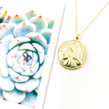 Shayla Large Double - Sided Francaise Coin Necklace | Gold - MTT Collective