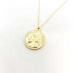 Shayla Large Double - Sided Francaise Coin Necklace | Gold - MTT Collective