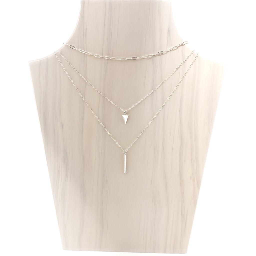 TEXTURED TRIANGLE NECKLACE SET | STERLING SILVER | SET OF 3 - MTT Collective