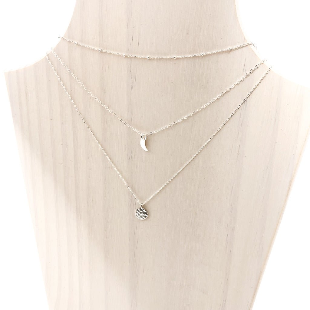 Textured Vermeil Charm Necklace Set | Silver - MTT Collective