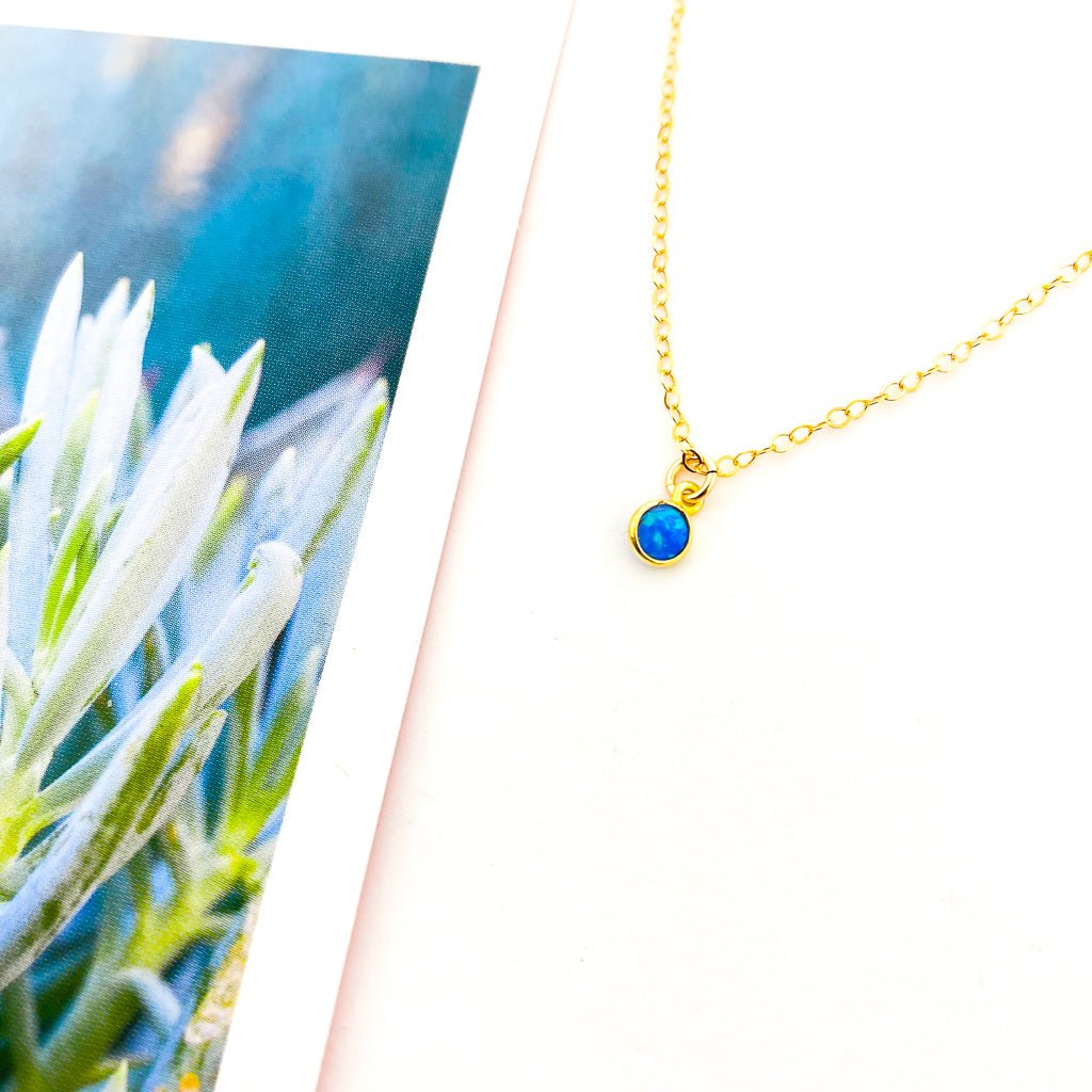 Tina Blue Lab Opal Necklace | Gold - MTT Collective