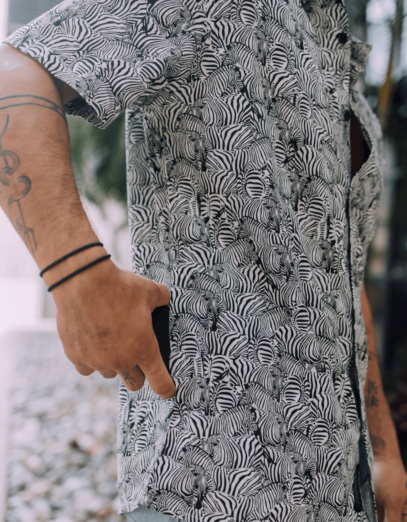 Too Many Lines - Zebra Black 7 Seas Button Up - MTT Collective