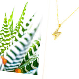 Veda Large Rhinestone Lightning Bolt Necklace | Gold - MTT Collective