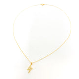 Veda Large Rhinestone Lightning Bolt Necklace | Gold - MTT Collective