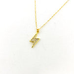 Veda Large Rhinestone Lightning Bolt Necklace | Gold - MTT Collective