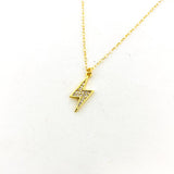 Veda Large Rhinestone Lightning Bolt Necklace | Gold - MTT Collective