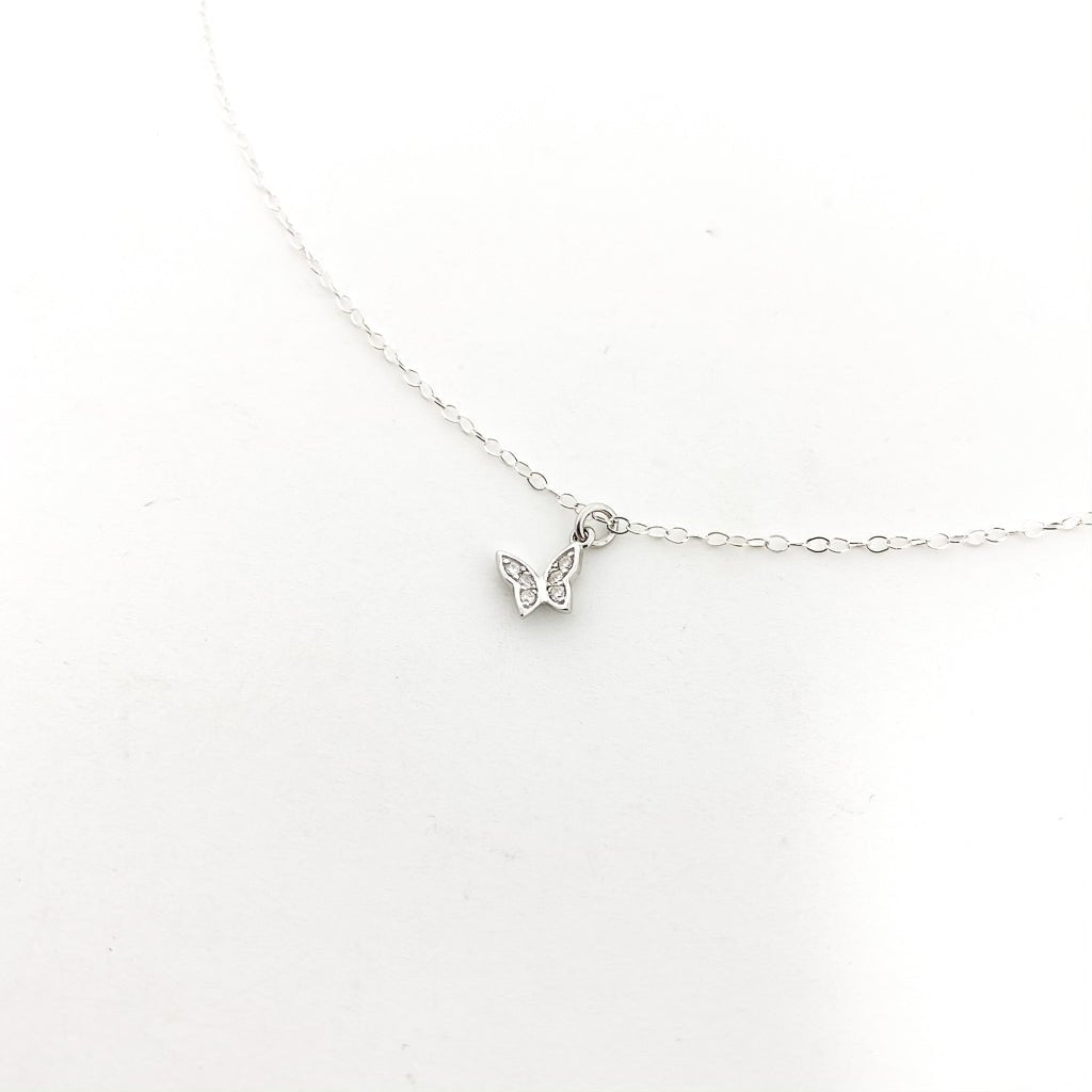 Waverly Rhinestone Butterfly Necklace | Silver - MTT Collective