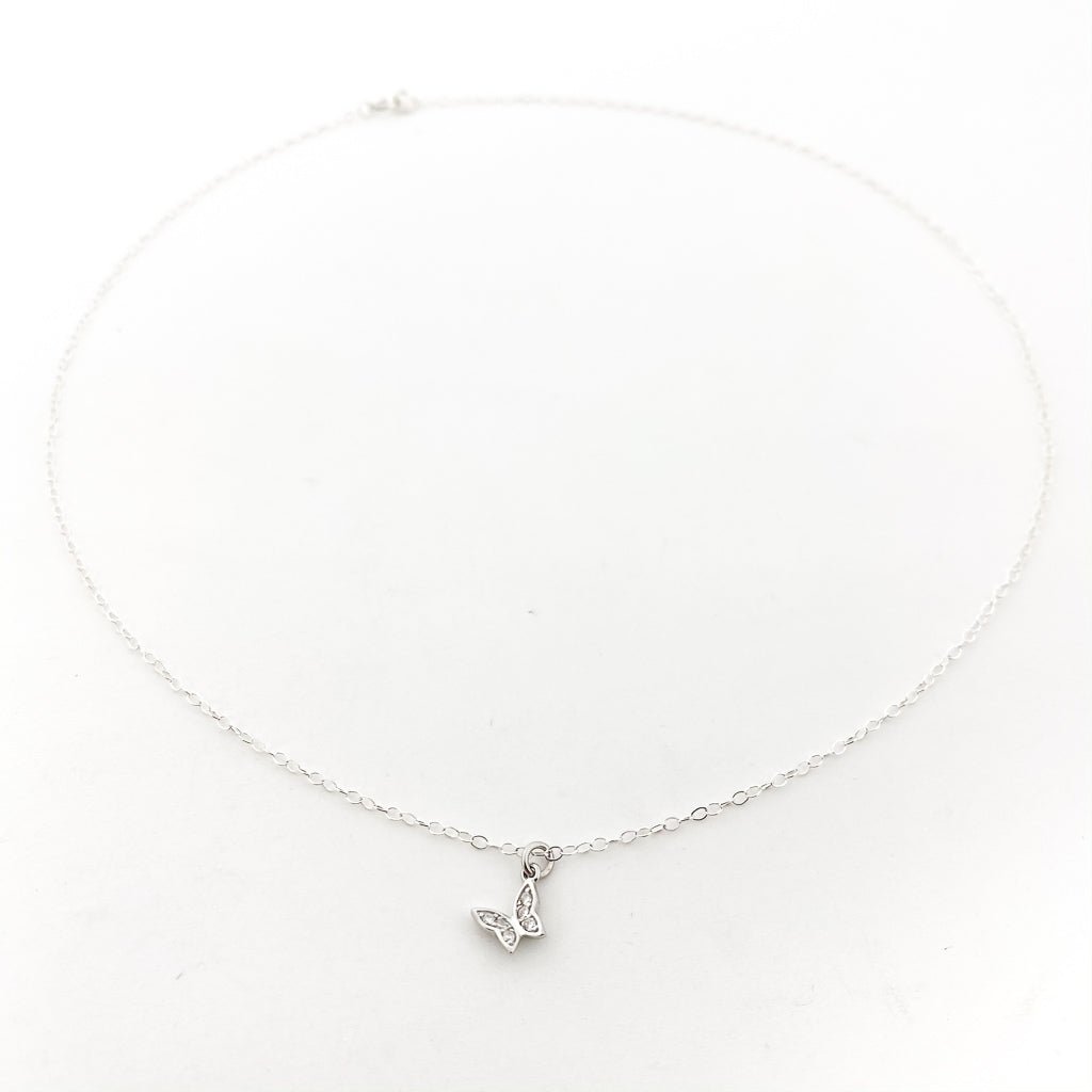 Waverly Rhinestone Butterfly Necklace | Silver - MTT Collective