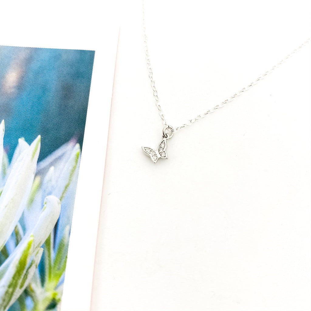 Waverly Rhinestone Butterfly Necklace | Silver - MTT Collective