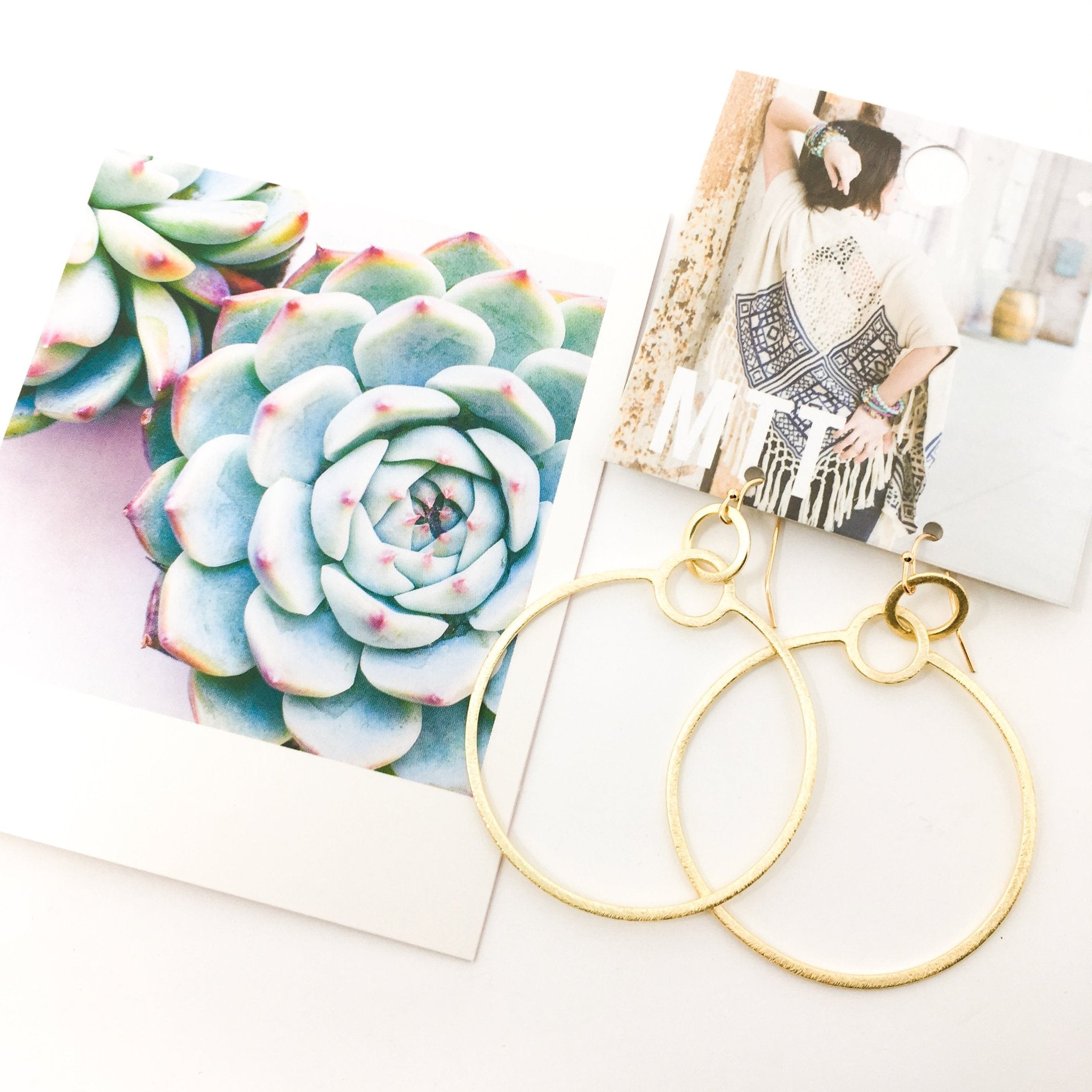 Zoe Brushed Hanging Hoop Earrings - MTT Collective