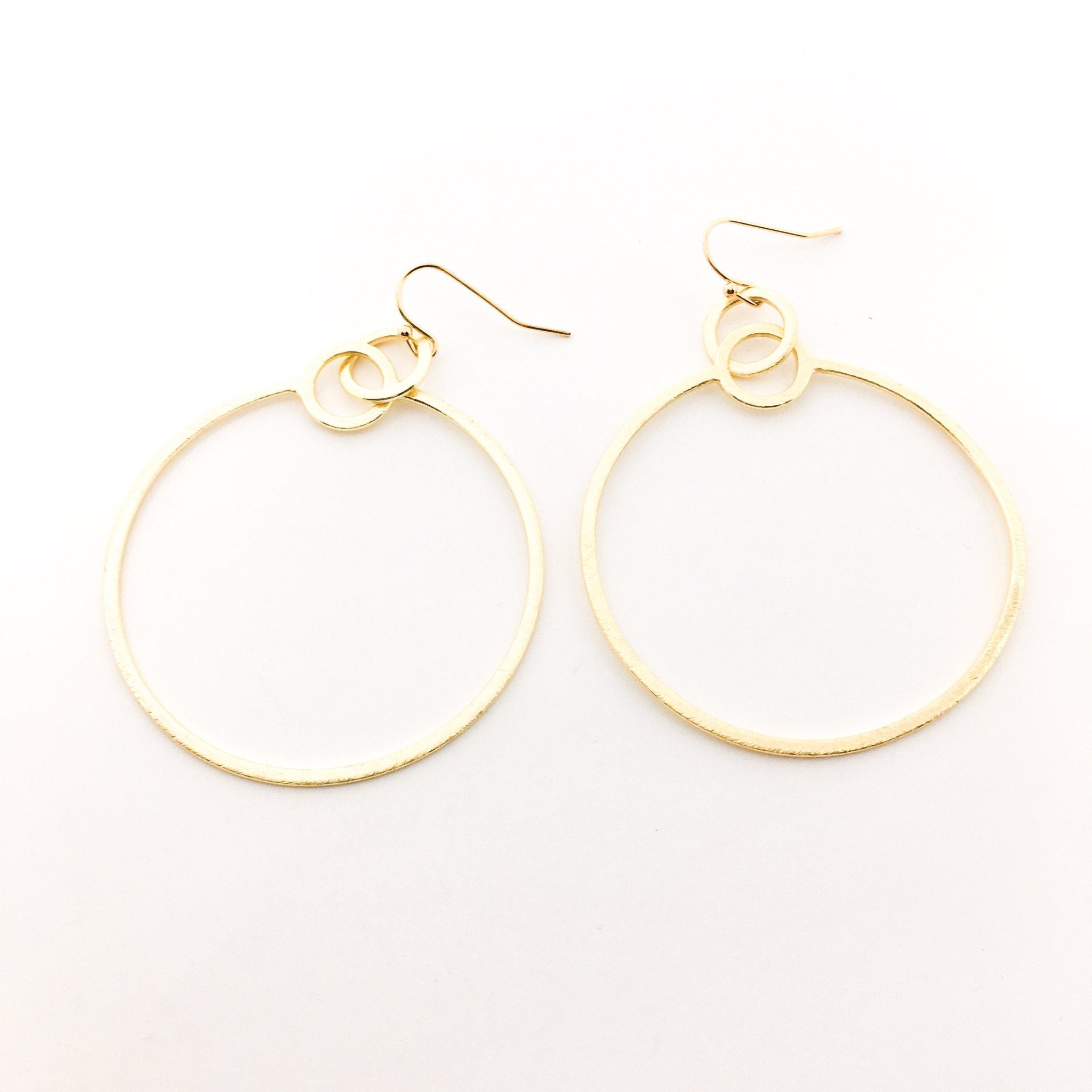 Zoe Brushed Hanging Hoop Earrings - MTT Collective