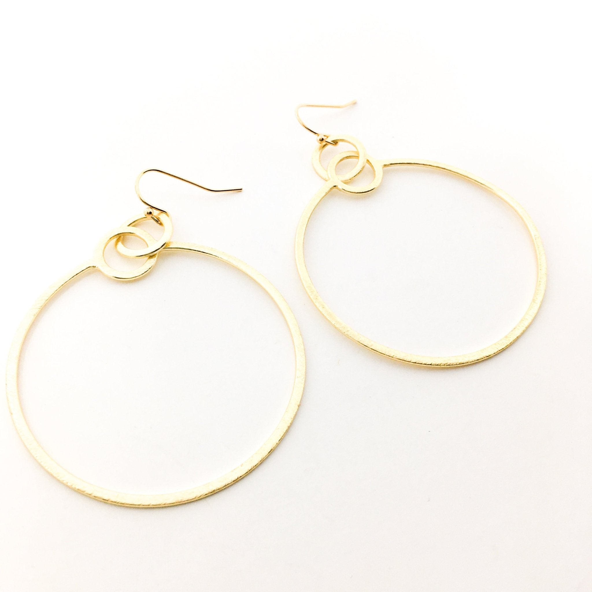 Zoe Brushed Hanging Hoop Earrings - MTT Collective